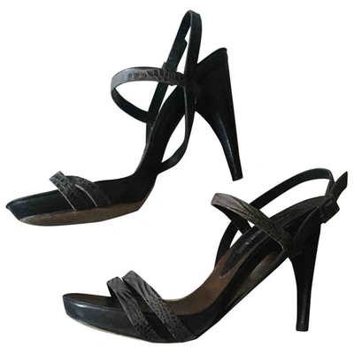 Pre-owned Pollini Leather Sandals In Black