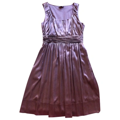 Pre-owned Dkny Silk Mid-length Dress In Brown