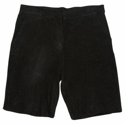 Pre-owned Lala Berlin Leather Bermuda Shorts. In Black