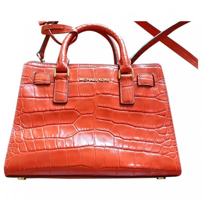 Pre-owned Michael Kors Leather Hand Bag In Orange