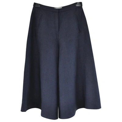 Pre-owned Valentino Linen Large Pants In Navy