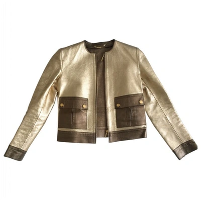 Pre-owned Gucci Short Leather Jacket In Gold