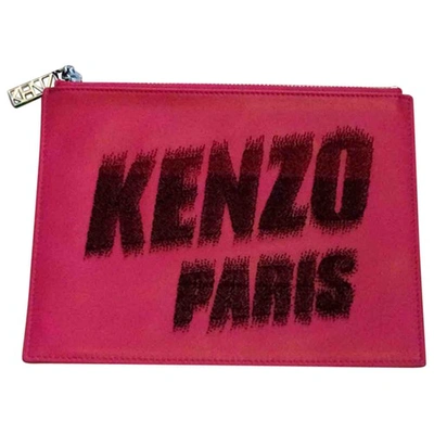Pre-owned Kenzo Leather Pochette In Pink