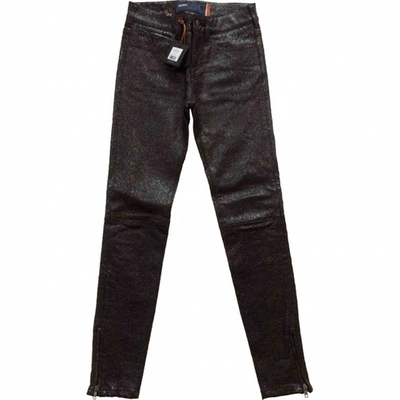 Pre-owned Notify Leather Skinny Pants In Black