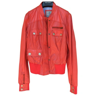 Pre-owned Pinko Leather Blouson In Red