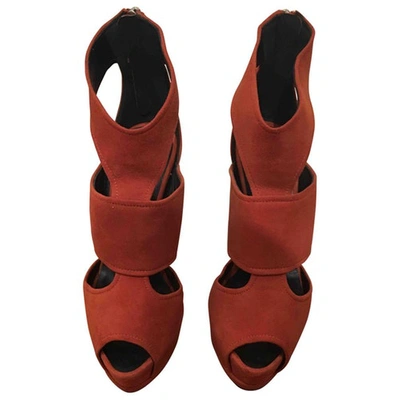 Pre-owned Giuseppe Zanotti Open Toe Boots In Orange
