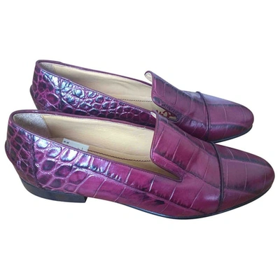 Pre-owned Lanvin Leather Flats In Burgundy