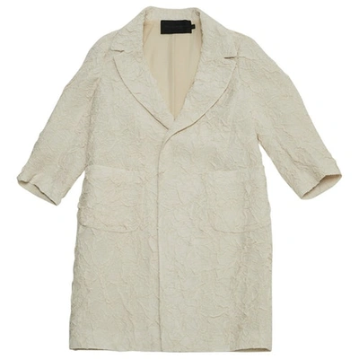 Pre-owned Donna Karan Linen Coat In White