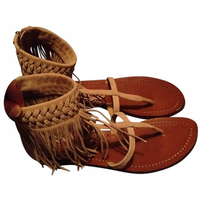 Pre-owned Ralph Lauren Leather Sandal In Beige