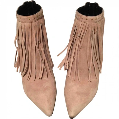 Pre-owned Pierre Balmain Beige Suede Ankle Boots