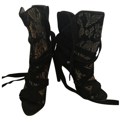 Pre-owned Roberto Cavalli Open Toe Boots In Black