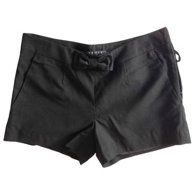 Pre-owned Theory Wool Mini Short In Black