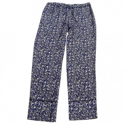 Pre-owned Marni Silk Large Pants In Blue