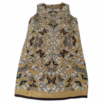 Pre-owned Loewe Silk Mid-length Dress In Gold