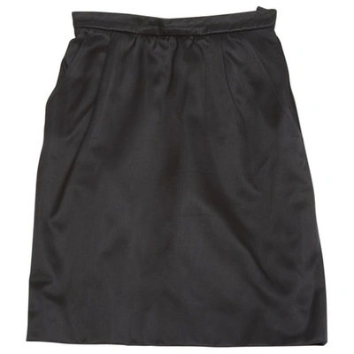 Pre-owned Saint Laurent Silk Mini Skirt In Black