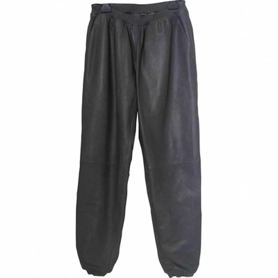 Pre-owned Muubaa Leather Trousers In Grey