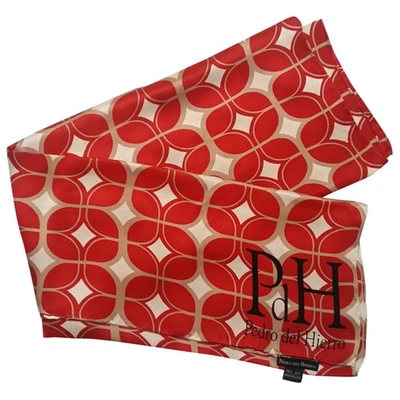 Pre-owned Pedro Del Hierro Silk Neckerchief In Red