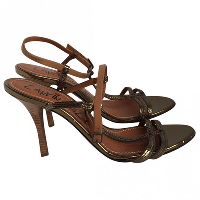 Pre-owned Lanvin Patent Leather Sandals In Gold