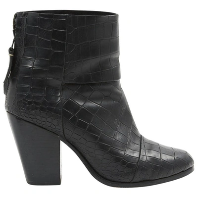 Pre-owned Rag & Bone Leather Ankle Boots In Black