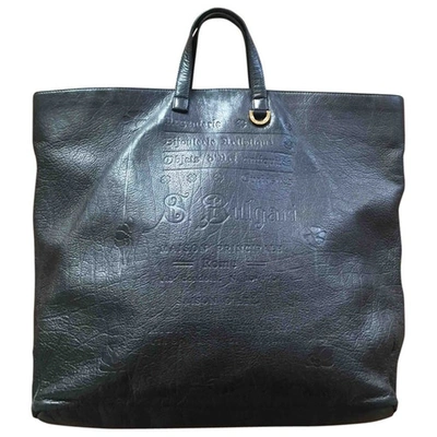 Pre-owned Bulgari Leather Tote In Black