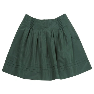 Pre-owned Prada Silk Mid-length Skirt In Green