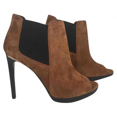 Pre-owned Burberry Ankle Boots In Camel