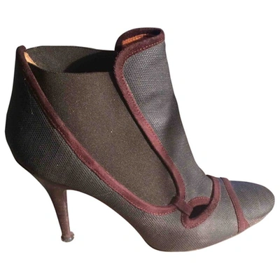 Pre-owned Givenchy Cloth Ankle Boots In Anthracite