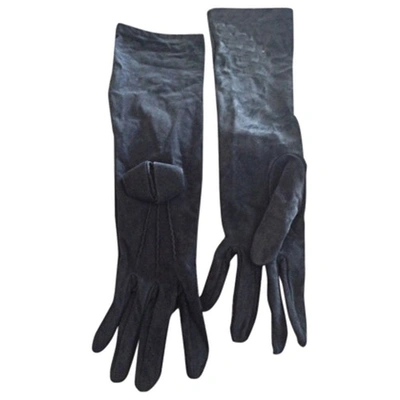Pre-owned La Perla Leather Long Gloves In Blue