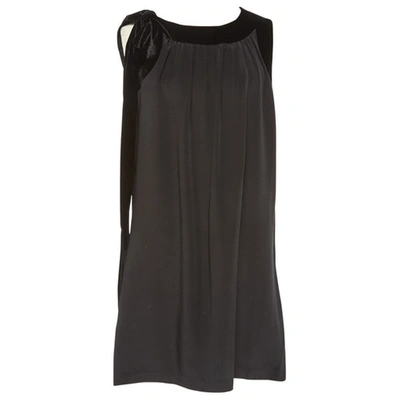 Pre-owned Co Silk Mid-length Dress In Black