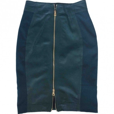 Pre-owned Atos Lombardini Leather Mid-length Skirt In Green
