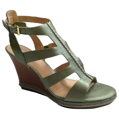 Pre-owned Geox Leather Sandal In Green