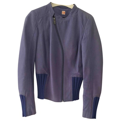 Pre-owned Hugo Boss Leather Jacket In Purple
