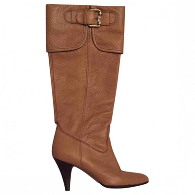 Pre-owned Hugo Boss Leather Boots In Camel