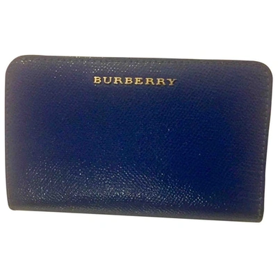 Pre-owned Burberry Leather Wallet In Turquoise