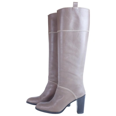 Pre-owned Atelier Mercadal Leather Riding Boots In Grey
