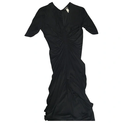 Pre-owned Versace Silk Mid-length Dress In Black