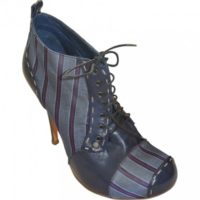 Pre-owned Alexander Mcqueen Cloth Lace Up Boots In Multicolour