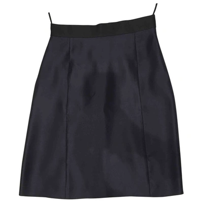 Pre-owned Miu Miu Silk Mid-length Skirt In Blue