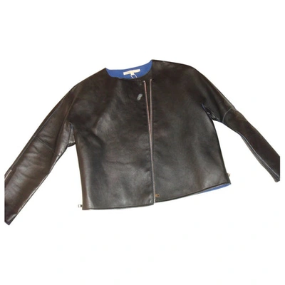 Pre-owned Maje Leather Biker Jacket In Multicolour