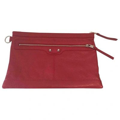 Pre-owned Balenciaga Leather Clutch Purse In Red