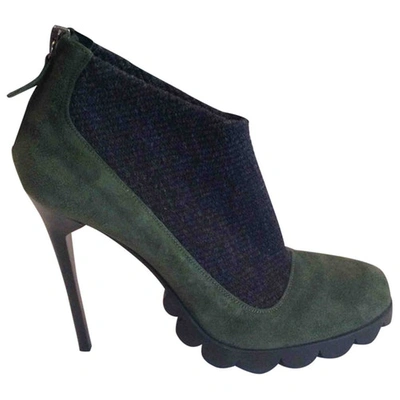 Pre-owned Pollini Ankle Boots In Green