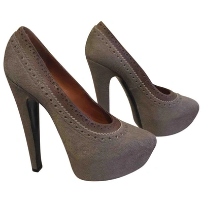 Pre-owned Givenchy Pony-style Calfskin Heels In Gray