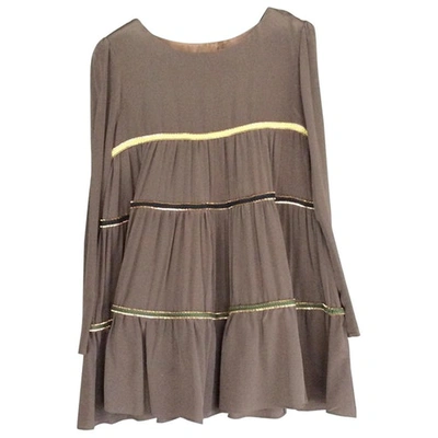 Pre-owned Ella Luna Silk Mini Dress In Brown