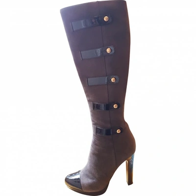 Pre-owned Fendi Riding Boots In Grey