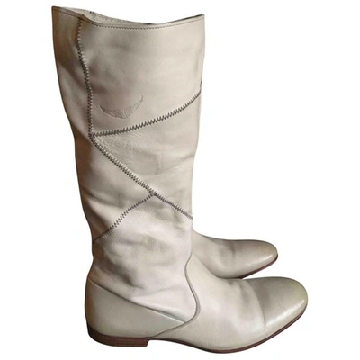 Pre-owned Zadig & Voltaire Leather Boots In Beige