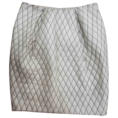 Pre-owned Zac Posen Silk Mid-length Skirt In Ecru