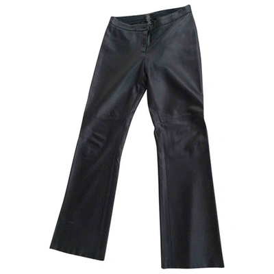 Pre-owned Bcbg Max Azria Leather Straight Pants In Black