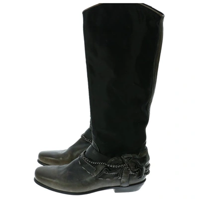 Pre-owned Ermanno Scervino Leather Riding Boots In Black