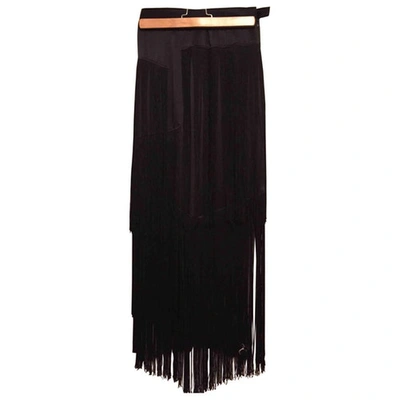 Pre-owned Tamara Mellon Silk Maxi Skirt In Black