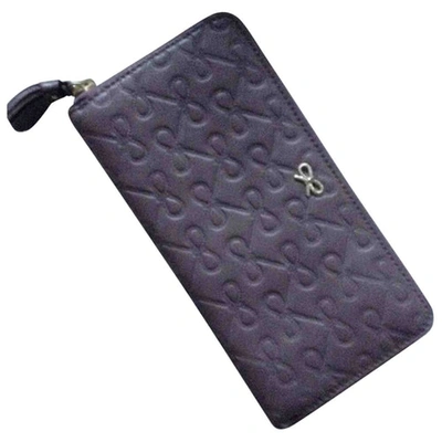 Pre-owned Anya Hindmarch Leather Wallet In Purple